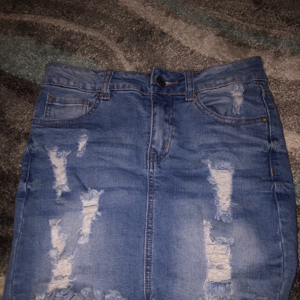 ripped jean skirt